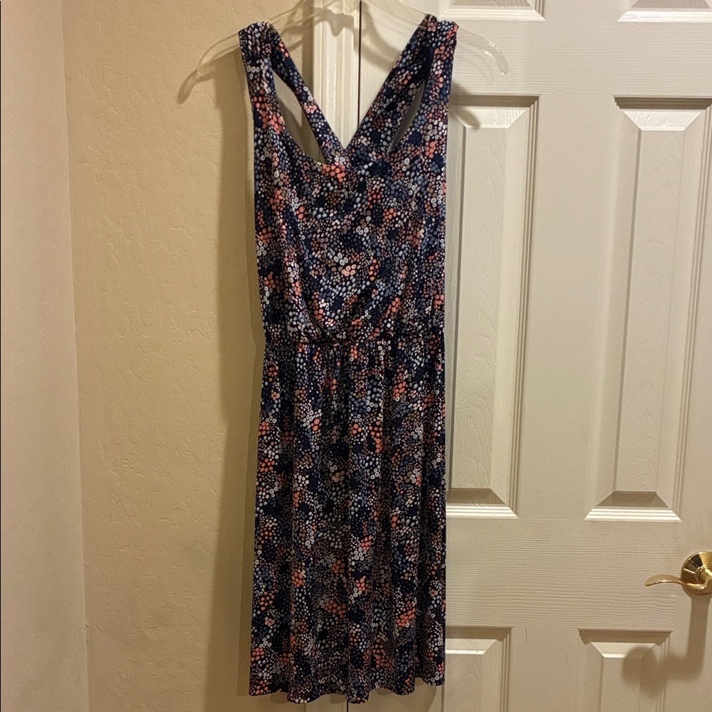 Kaileigh Backless Floral Dress - Blue and Red